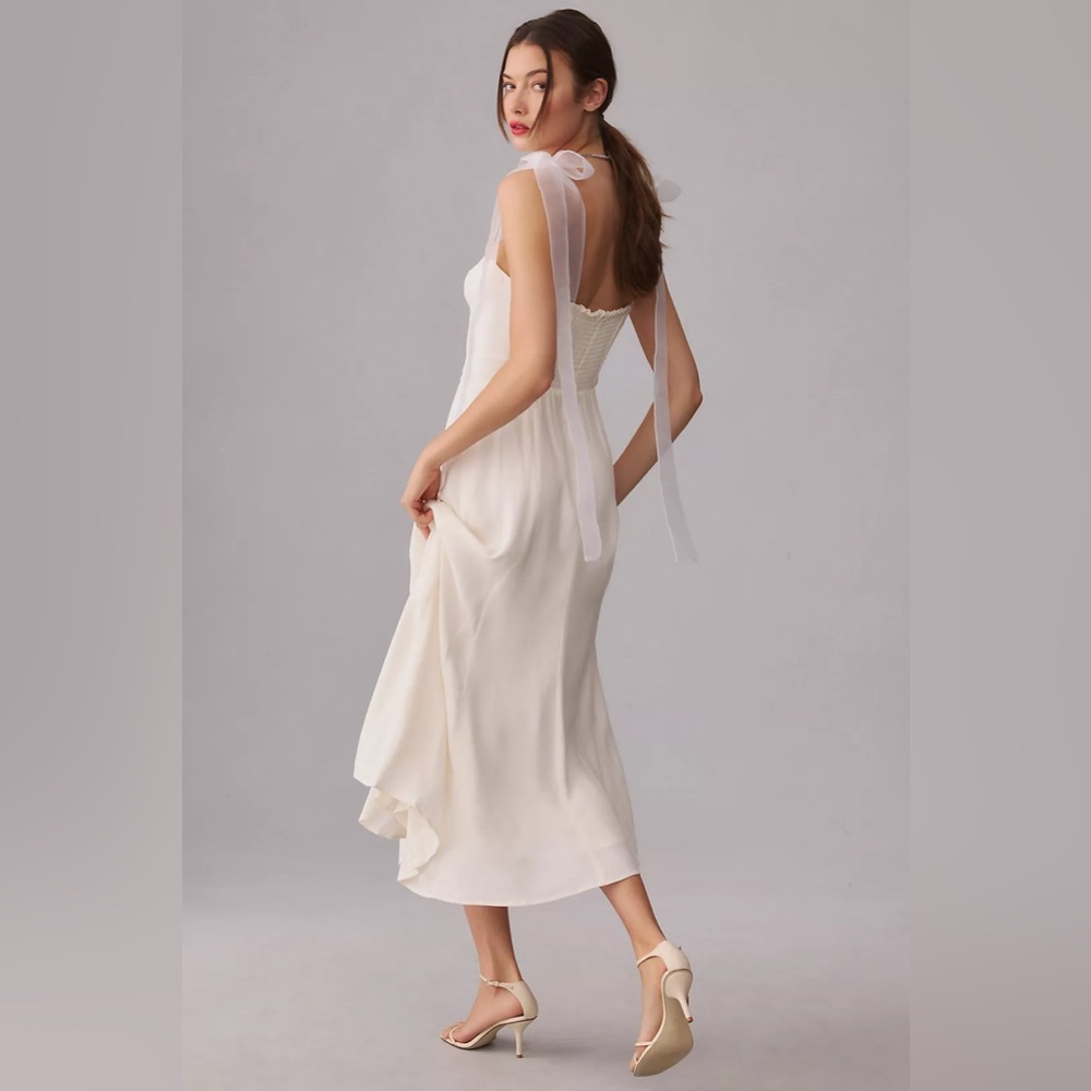 NEW Reformation Kairo Midi Dress Organza Straps Ivory Bridal | size 4 - Picture 8 of 16